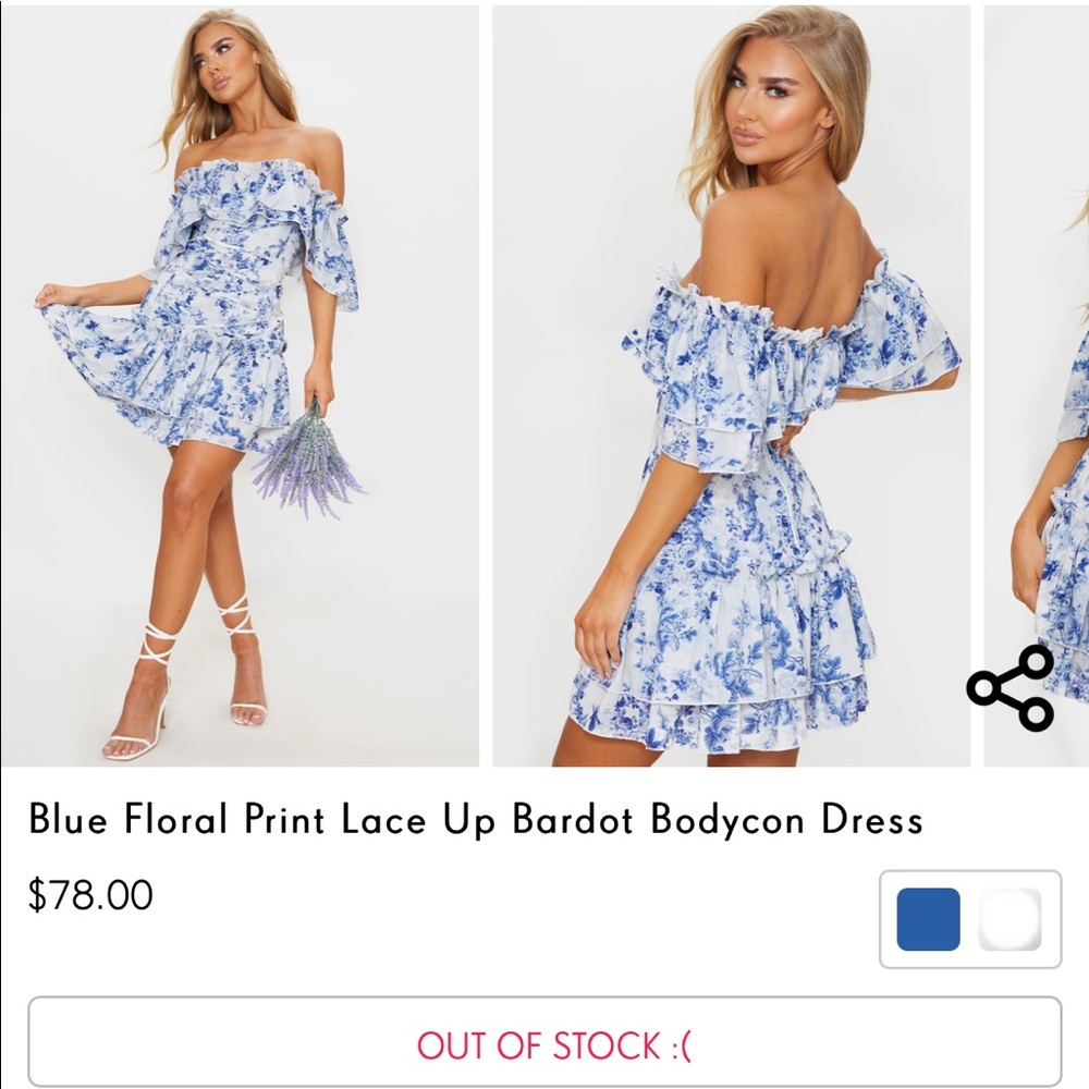 PrettyLittleThing Floral Lace Up Bodycon Dress